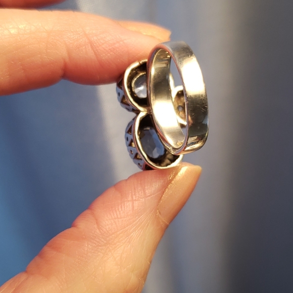 Sterling 925 Silver blue topaz and marcasite ring - Picture 6 of 6